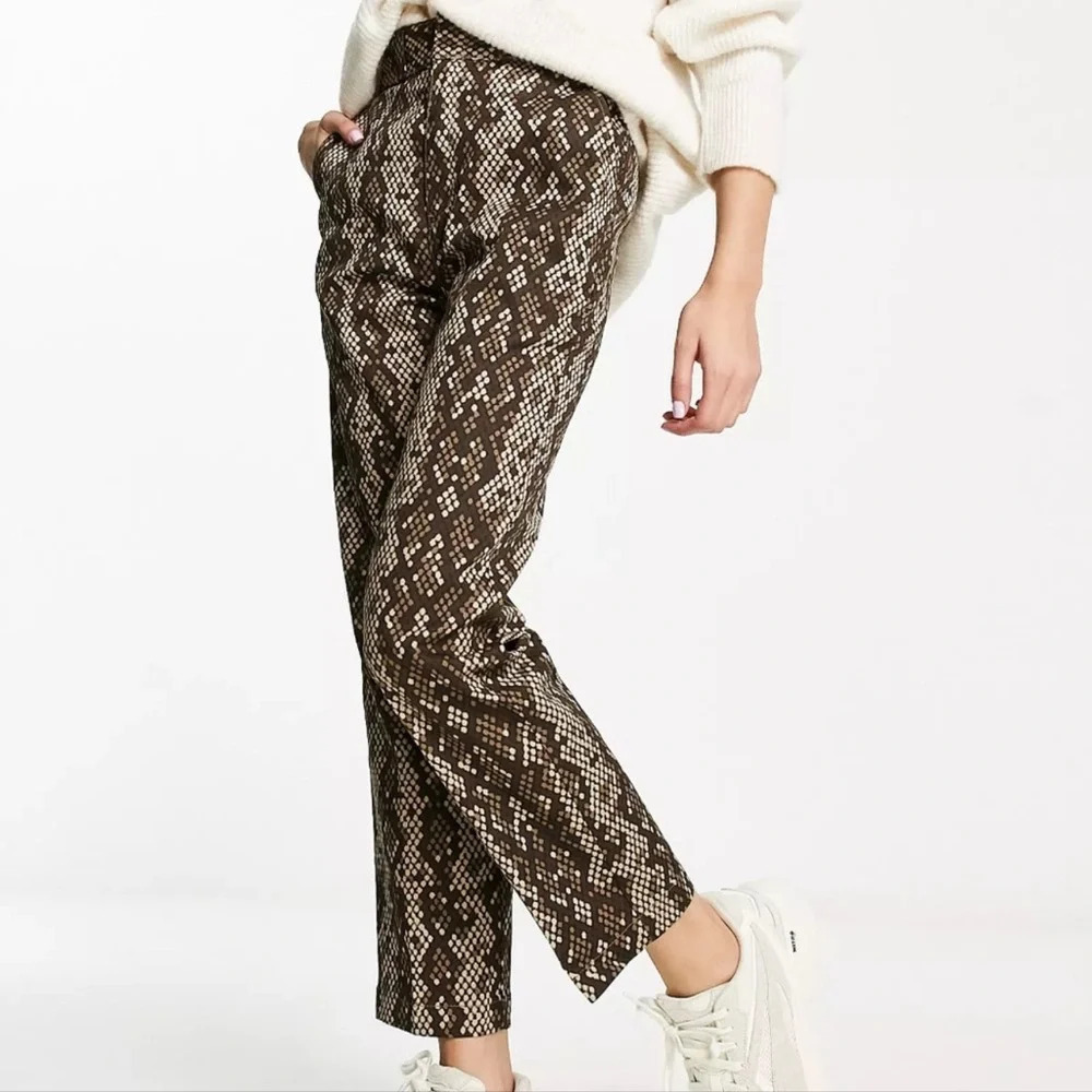 Dickies Brown Snakeskin Print Camden Straight Leg Chino Trouser Pants Sz 0R NWOT - Picture 5 of 15